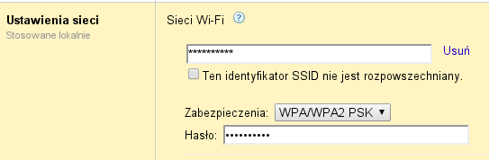 Panel dodawania sieci